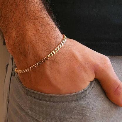 Golden Cuban Link Chain Bracelet - 5mm