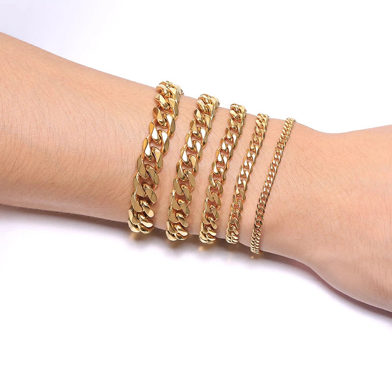 Golden Cuban Link Chain Bracelet - 5mm