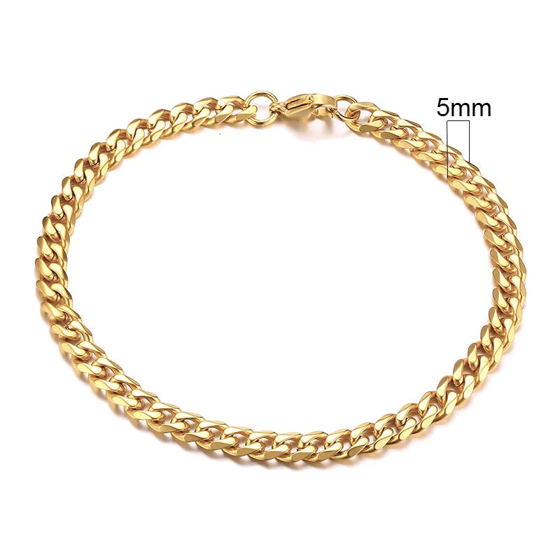 Golden Cuban Link Chain Bracelet - 5mm